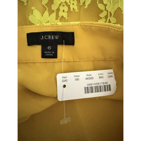 JCrew Chantilly Lace Pencil Skirt Women Size 6  Kiwi Yellow New - Imperfection - Picture 4 of 11